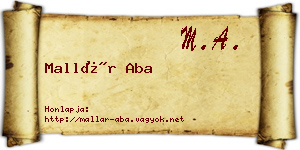 Mallár Aba névjegykártya